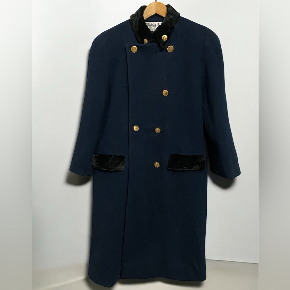 Dior Navy Pea Coat with Gold Buttons
